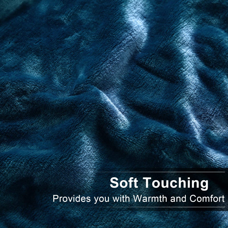 EASELAND Soft Queen Size Blanket Warm Fuzzy Microplush Lightweight Thermal Fleece Blankets for Couch Bed Sofa,90x90 Inch, Peacock Blue - Image 4